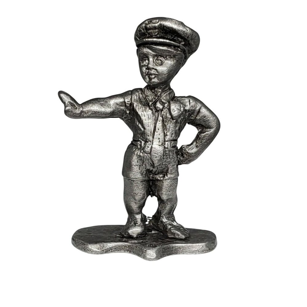 Vintage #45 Pewter Mini Police Officer Directing Traffic Collectible Figurine